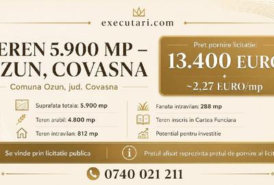 Teren de 5900 mp, în Ozun