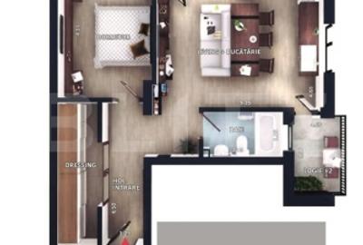 Apartament cu 2 camere semidecomandat în Florești
