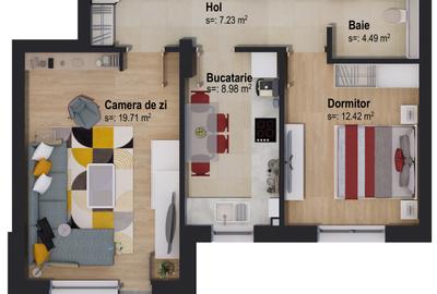 Apartament cu 2 camere decomandat în Tractorul