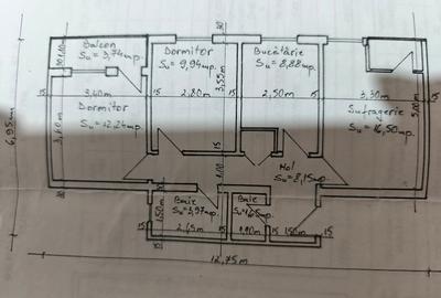 Vând apartament trei camere decomandat - 1