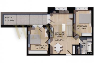 Apartament cu 3 camere semidecomandat în Florești