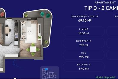 Apartament 2CD, 63.34mp - 3