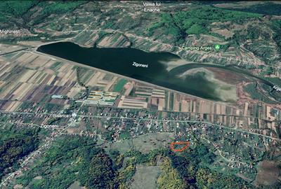 Teren vedere panoramică lac si dealuri Zigoneni, la pădure, A1 Curtea de Ag - 2