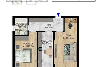 Apartament cu 2 camere decomandat, mobilat în Theodor Pallady