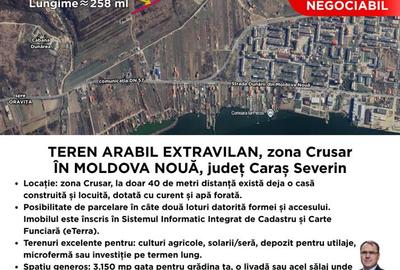 Teren  extravilan Moldova Noua zona Crusar, panoramic Dunare - 1