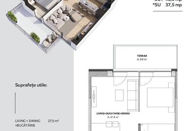 Apartament cu 2 camere semidecomandat în Aviației