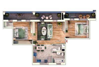 Apartament 3 Camera, 71 mp, 2 Bai, Terasa 19 mp, Zona Iulius Mall - 3