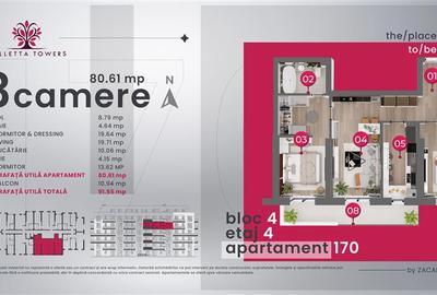 3 camere /92mp utili/etaj 4/Valletta Towers - 2