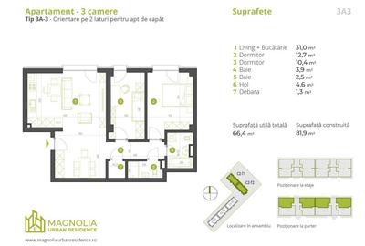 01D 3 camere -Climatizare Bonus- Metrou Straulesti Sisesti, Sector 1, Nord - 2
