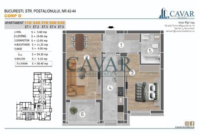 Apartament 2 Camere Decomandat 58 mp Proiect Finalizat - 14