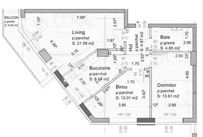 Apartament de vanzare, cu 3 camere, 66,5mp + balcon, zona Tractorul - 7