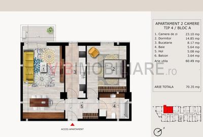 Baneasa - Sisesti, apartament 2 camere in bloc, decomandat - 12