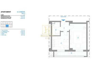 INTABULAT Apartament 1 camera Dec. 44 mp 79000 euro Bucium - 7
