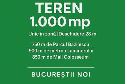 Teren unic 1000mp, Bucurestii Noi I 28m deschidere,aproape de parc si metrou - 2