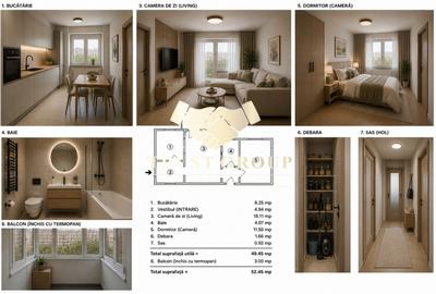 Apartament cu 2 camere semidecomandat în Ultracentral