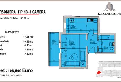 Garsoniera TIP B in complex Izbiceni Residence - 2