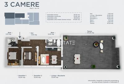 FINALIZAT | 3 camere cu terasa de 87mp - Titan/Pallady - 2