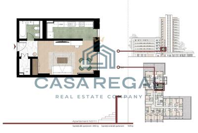 Apartament cu 1 camera, 40.82mp utili, etajul 2 - 3
