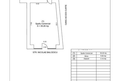Inchiriez spatiu comercial cu vitrina situat pe Nicolae Balcescu la parter ,53m - 2