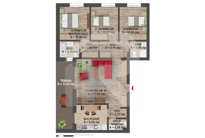 Apartament cu 4 camere semidecomandat, mobilat în Băneasa