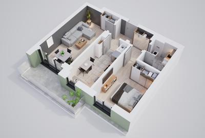 Apartament 2 camere cu incalzire in pardoseala si zone verzi - 13
