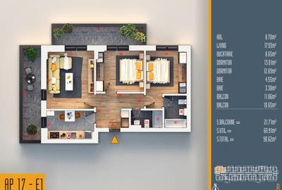 Neofort 84-Apartament decomandat 3 cam , incalzire in pardoseala,parcare inclusa - 14