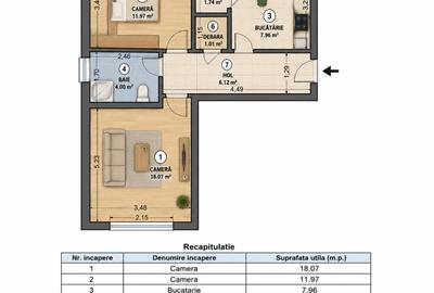 Apartament 2 camere decomandat, parter înalt, Podu Iloaiei – zonă centrală - 7