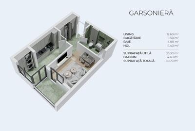 Garsonieră decomandată în Berceni