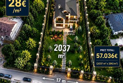 Teren 2037 mp, 17 ml deschidere, 28 euro/m2, vedere panoramica - 2