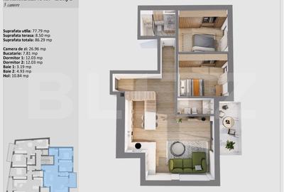 Apartament de 3 camere, bloc premium, etaj intermediar, zona Centrala - 2