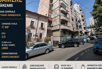 Strada Armeneasca, Apartament cu 4 camere - 77 mp - etaj 2/4, Liber- CLASA - 1
