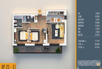 Neofort 84-Apartament decomandat 3 cam , incalzire in pardoseala,parcare inclusa - 15