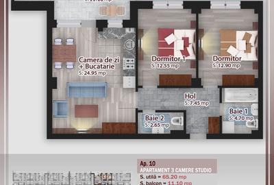 AP. 3 CAM.DECOMANDAT  / COMPLEX DE 4 BLOCURI P+3.PALLADY! - 1