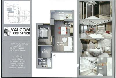 Valcom Residence Bartolomeu, Studio, terasa 7.08 mp,  Comision 0% - 10