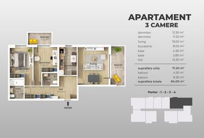 Metrou Aparatori 950 m - IN CONSTRUCTIE 3 camere decomandat 119000 E - 6