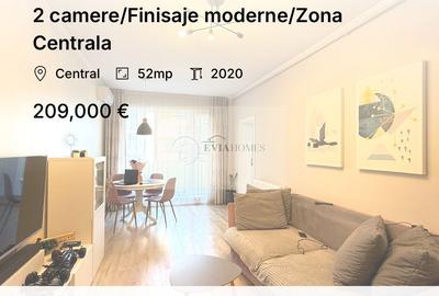 Apartament cu 2 camere semidecomandat, mobilat în Central