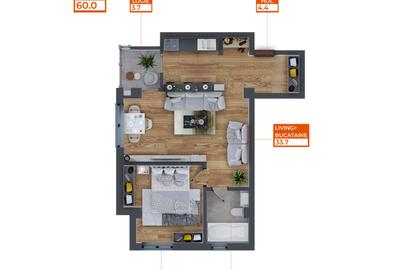 Apartament 2 Camere | 60 mp | Complex Comat Towers - 11