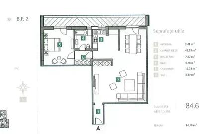 Apartament 2 camere, terasa 14,10mp, langa lac, metrou, bloc nou - 10