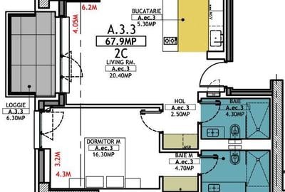 Stațiunea Mamaia - Vânzare apartament cu 2 camere, 2 bai cu vedere la mare. - 23