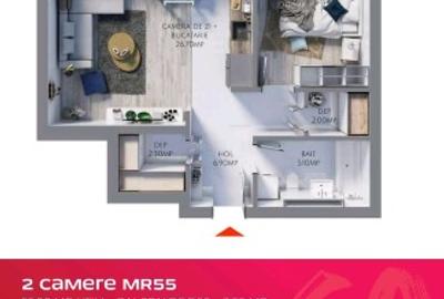 Apartament 2 camere, 66 mp total, mobilat complet, Maurer Residence Sighișoara, - 9