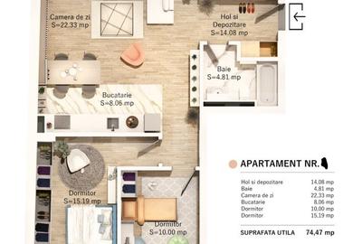 Apartament 3 camere, 69mp, zona Parcul Central - 2