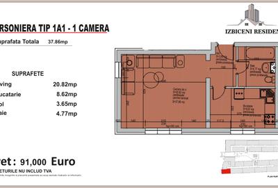 Garsoniera TIP 1A1 in complex Izbiceni Residence - 2