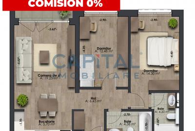 Apartament cu 3 camere semidecomandat în Mărăști