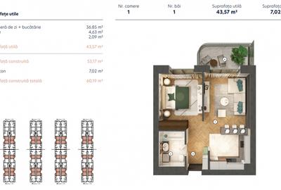Studio Dublu -2 A /50,59 mp / Hils Nord - Pipera - Autostrada A 3 / Comision 0% - 3