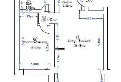 Apartament cu 2 camere semidecomandat în Pipera