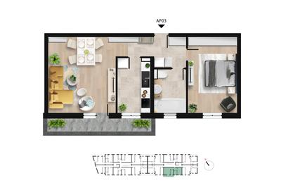 Apartament cu 2 camere decomandat în Lacul Morii