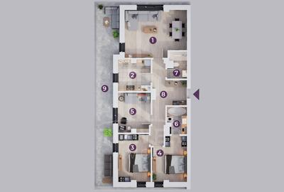 Apartament cu 4 camere, Rate la Dezvoltator pe 7 ani - 2