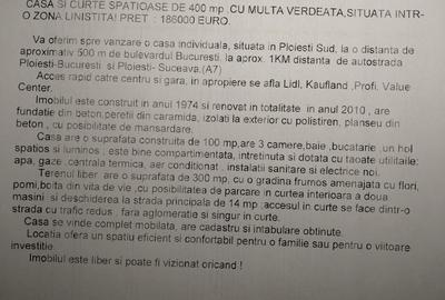 VAND CASA SI CURTE SPATIOASE DE 400 mp ,SITUATE INTR-O ZONA LINISTITA! - 2