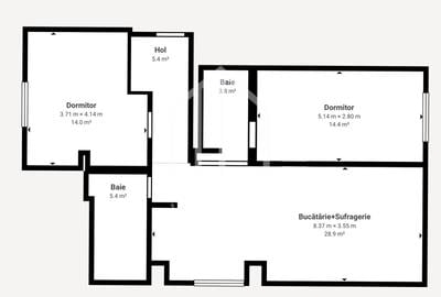 Ap. cu 3 camere-etaj intermediar, mobilat partial -75mp utili + terasa - 3