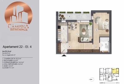 Apartament cu doua camere Campina Residence cu TVA 21% - 2